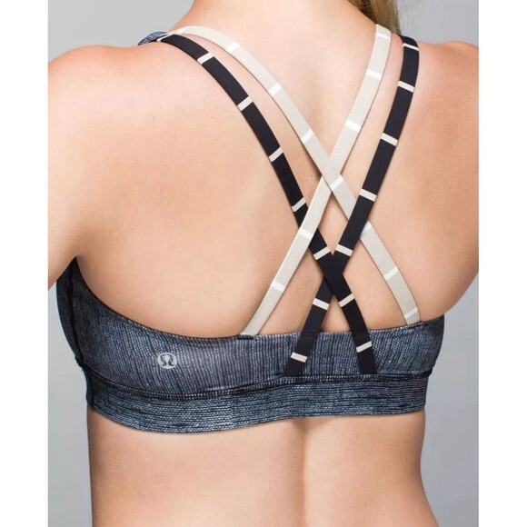 Lululemon Energy Bra Burlap Texture Black Dune Cayman Stripe Black Mojave Tan 6 - Picture 2 of 5